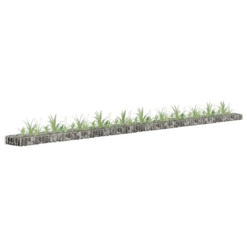 Podwyższona donica gabionowa, galwanizowana stal, 450x30x10 cm