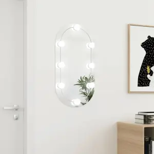 Lustro z oświetleniem LED, 80 x 40 cm, szklane, owalne