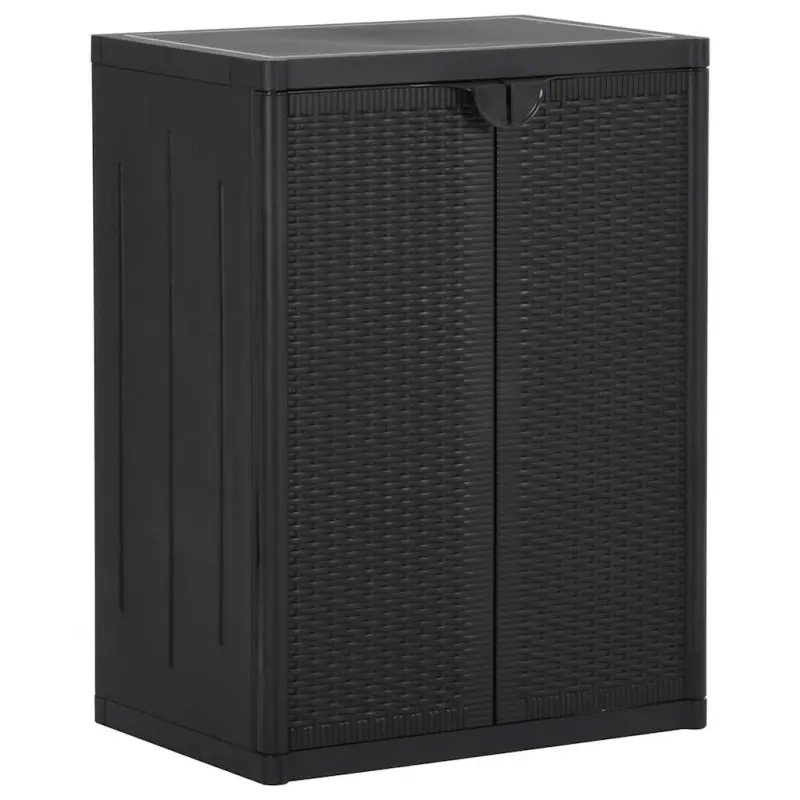 Szafka ogrodowa, czarna, 65x45x88 cm, rattan PP