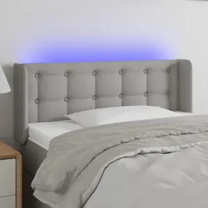 Zagłówek do łóżka z LED, jasnoszary, 83x16x78/88 cm, tkanina