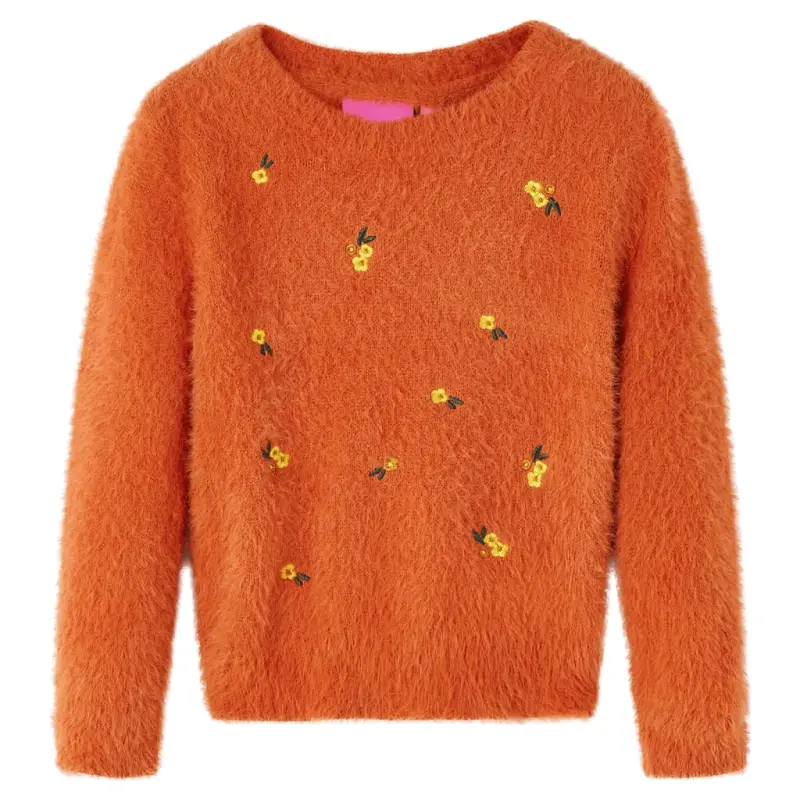 Sweter dziecięcy z dzianiny, palony pomarańcz, 104