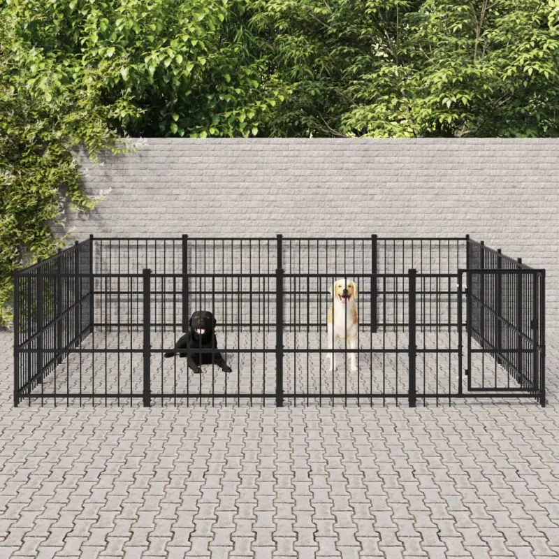 Kojec zewnętrzny dla psa, stalowy, 15,05 m²