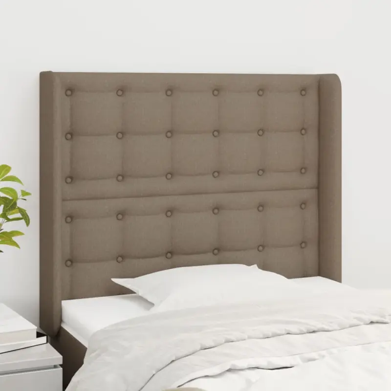 Zagłówek uszak, taupe, 103x16x118/128 cm, tkanina