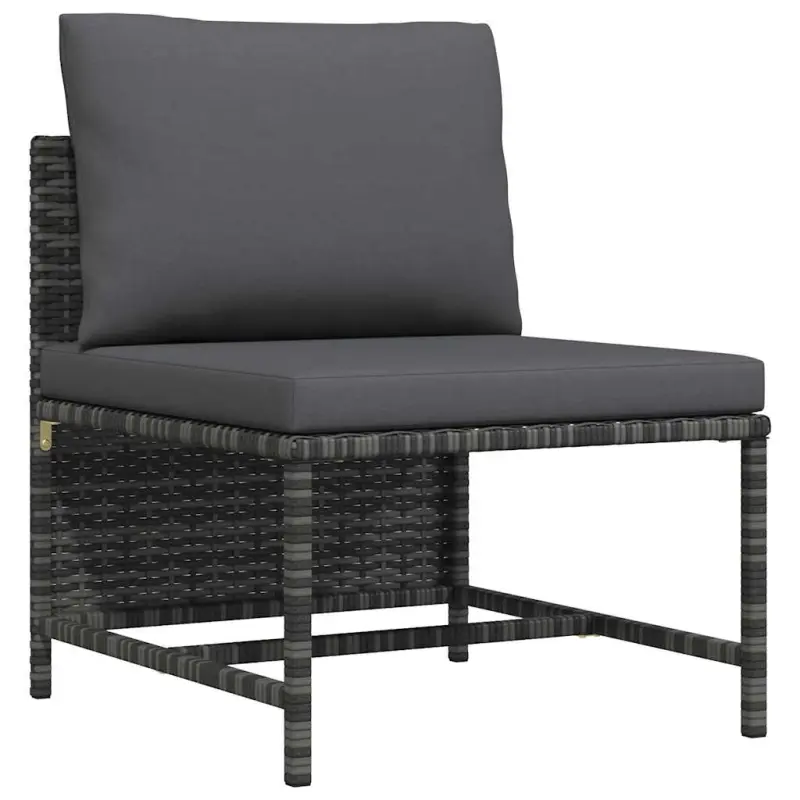 Środkowa sofa modułowa z poduszkami, polirattan, szara