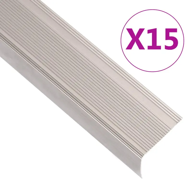 Listwy schodowe w kształcie litery L 15 szt. Aluminium 90 cm
