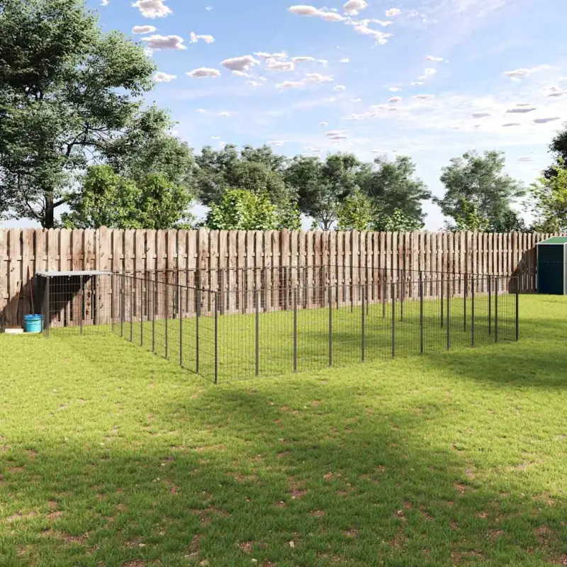 Kojec dla psa, czarny, 31,46 m², stalowy