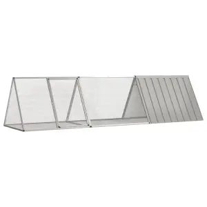Klatka dla królika, szara, 302,5x80,5x71 cm, ocynkowana stal