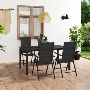 Zestaw mebli ogrodowych 5-częściowy czarny rattan PE i aluminium