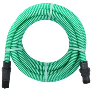 Wąż ssący z mosiężnymi złączami, zielony, 1 7 m, PVC