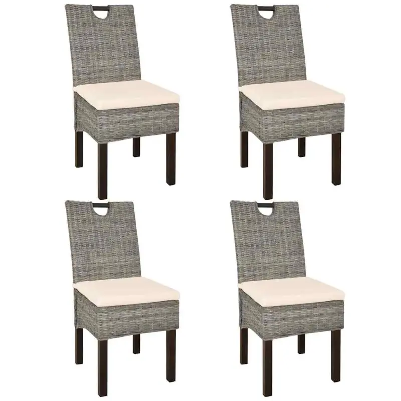 Krzesła do jadalni, 4 szt., rattan Kubu i drewno mango