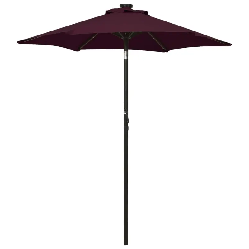 Parasol ogrodowy z LED, bordowy, 200x211 cm, aluminium