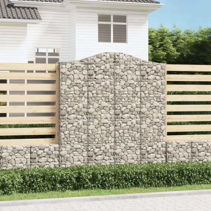 Kosze gabionowe, 2 szt, 200x30x220/240 cm, galwanizowane żelazo