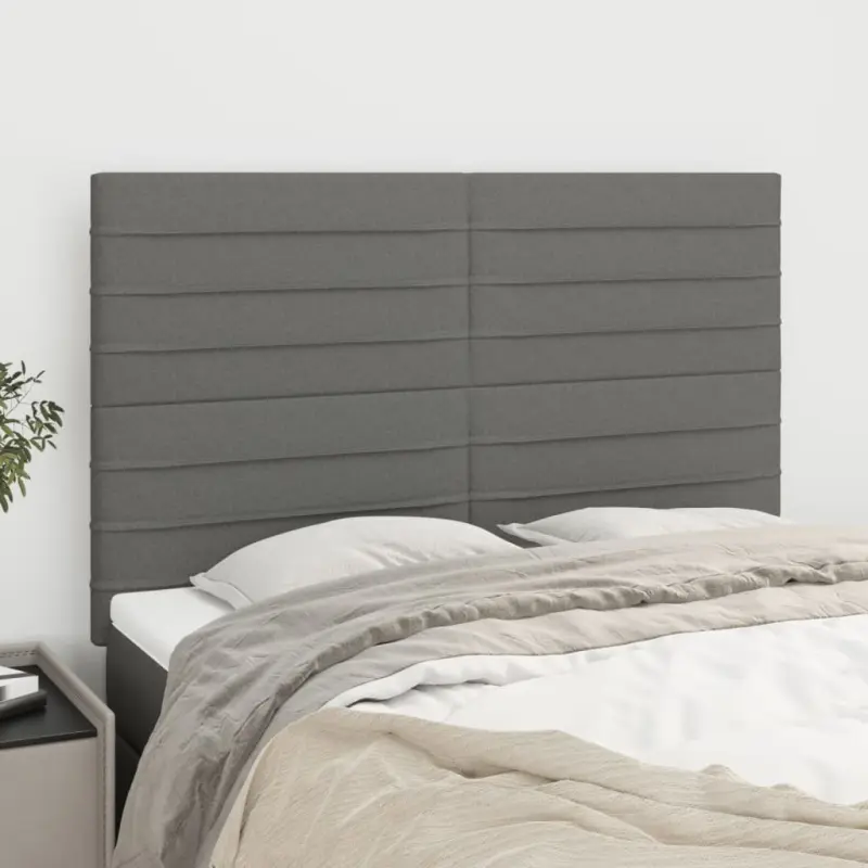 Zagłówek ciemnoszary 144x5x118/128 cm materiał