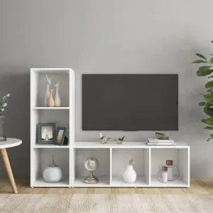 Szafki TV, 2 szt., białe, 107x35x37 cm, materiał drewnopochodny