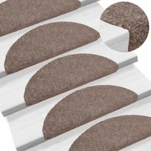 Maty na schody samoprzylepne 10 szt. 56x17x3 cm jasnobrązowe półokrągłe