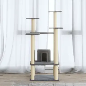Drapak dla kota ze słupkami sizalowymi, jasnoszary, 110 cm