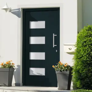 Drzwi frontowe, aluminium i PVC, antracytowe, 100x200 cm