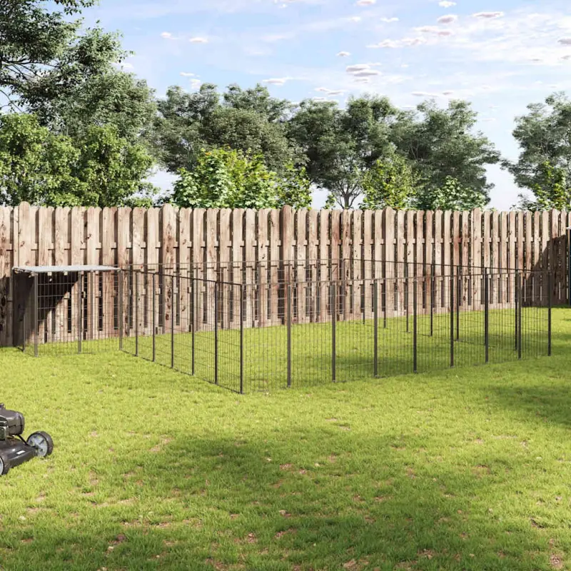 Kojec dla psa, czarny, 20,57 m², stalowy