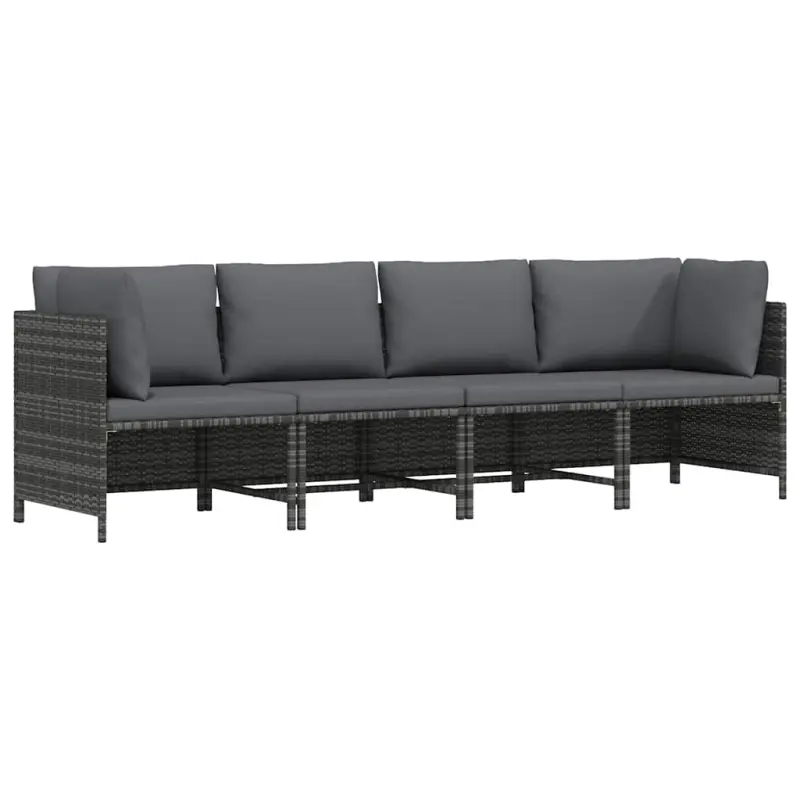 4-osobowa sofa ogrodowa z poduszkami, polirattan, szara