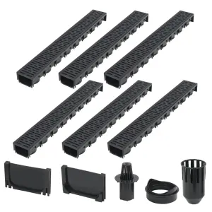 Kanały odpływowe, 6 szt., plastik, 6 m