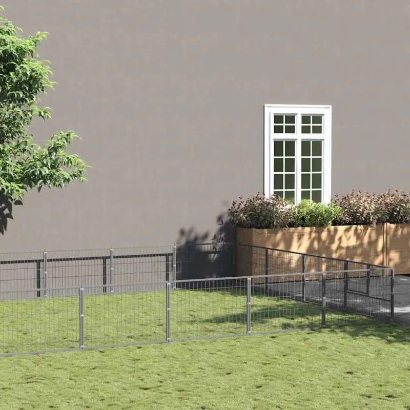 Kojec dla psa, srebrny, 24 m², stalowy