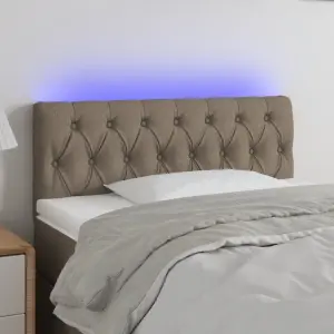 Zagłówek do łóżka z LED, taupe, 90x7x78/88 cm, tkanina