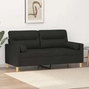 2-osobowa sofa z poduszkami, czarna, 140 cm, tkanina