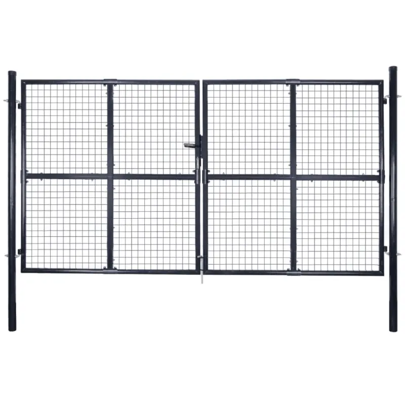 Brama ogrodowa z siatki ocynkowanej, stal 300x150 cm, szara