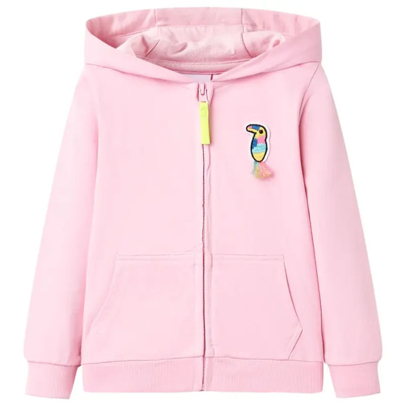 Bluza dziecięca z kapturem i zapięciem na zamek, różowa, 104
