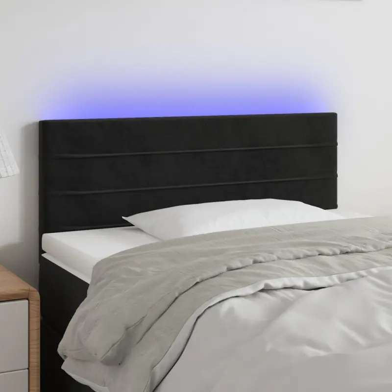 Zagłówek do łóżka z LED, czarny, 80x5x78/88 cm, aksamit