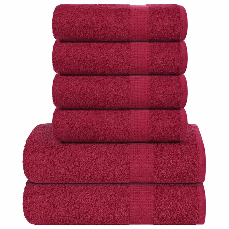6-cz. zestaw ręczników, FROGN, bordo, 360 g/m²