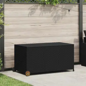 Skrzynia ogrodowa, czarna, 120x65x61 cm, rattan PE