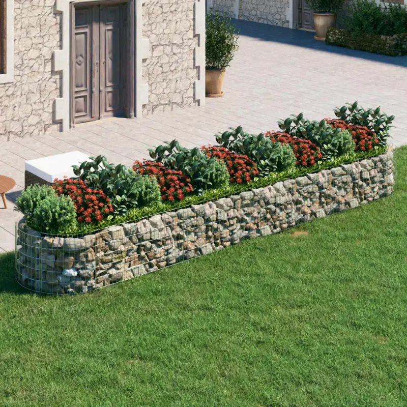 Podwyższona donica gabionowa galwanizowane żelazo 500x100x50 cm