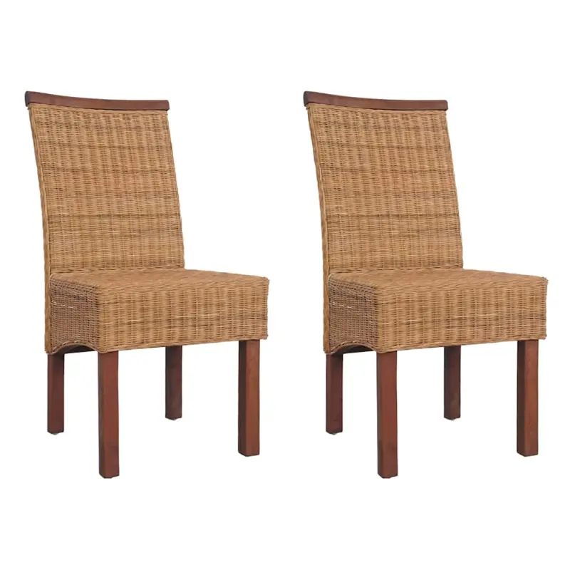 Krzesła stołowe, 2 szt., brązowe, naturalny rattan
