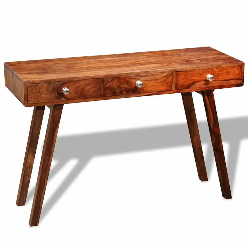 Stolik typu konsola z 3 szufladami, lite drewno akacjowe, 76 cm