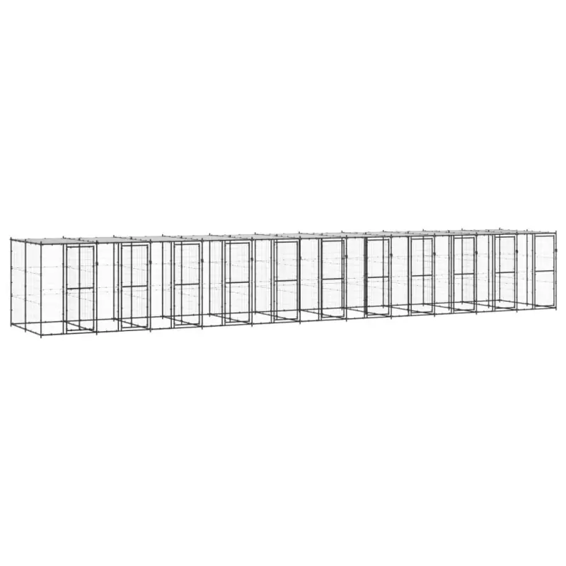 Kojec dla psa, z zadaszeniem, stalowy, 26,62 m²