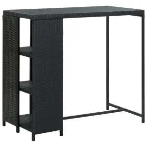 Stolik barowy z półką, czarny, 120x60x110 cm, polirattan