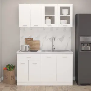 4-cz. zestaw szafek kuchennych, Lyon, biały, materiał drewnopochodny