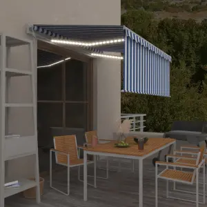 Automatycznie zwijana markiza, LED i czujnik wiatru, 3,5x2,5 m