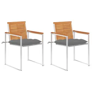 Krzesła ogrodowe z poduszkami, 2 szt., drewno akacjowe i stal
