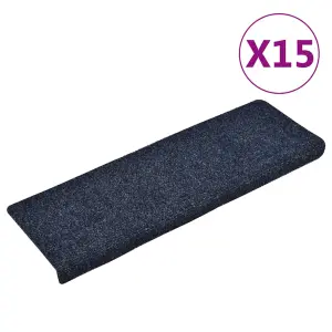 Maty na schody samoprzylepne 15 szt. 65x21x4 cm Niebieskie prostokątne krawędzie