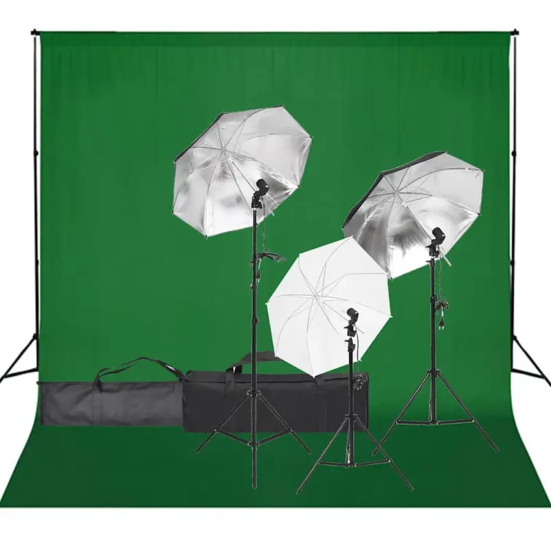 Fotograficzny zestaw studyjny z lampami i tłem