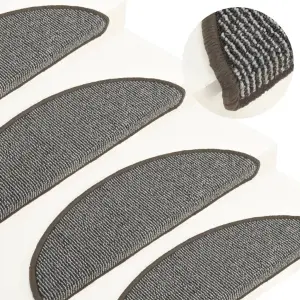 Maty na schody 15 szt. 56x17x3 cm Szare półokrągłe