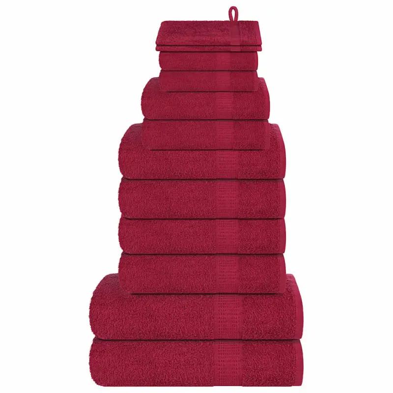 12-cz. zestaw ręczników, FROGN, bordo, 360 g/m²