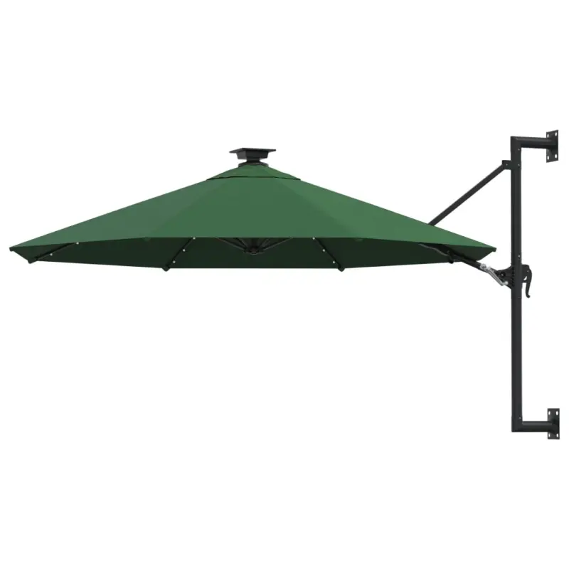 Parasol ogrodowy z LED, ścienny, 300 cm, zielony