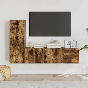 Zestaw 3 szafek TV, przydymiony dąb, materiał drewnopochodny