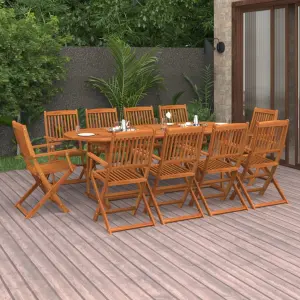 11-cz. zestaw mebli ogrodowych 220x90x75cm lite drewno akacjowe