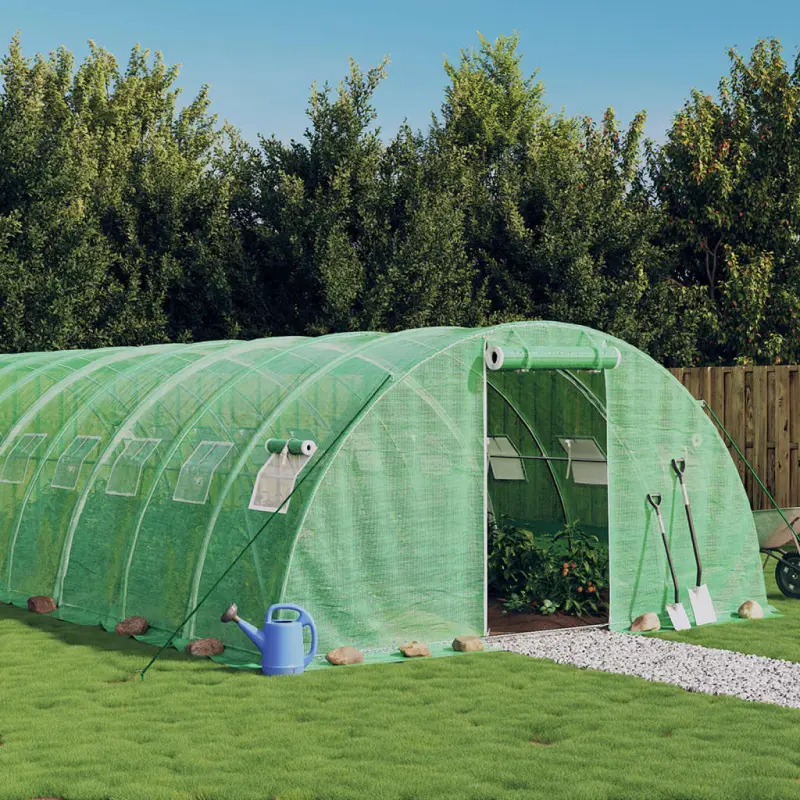 Szklarnia ze stalową ramą, zielona, 48 m², 12x4x2 m