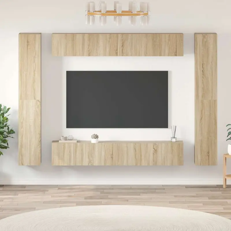 10-cz. zestaw szafek TV, dąb sonoma, płyta wiórowa