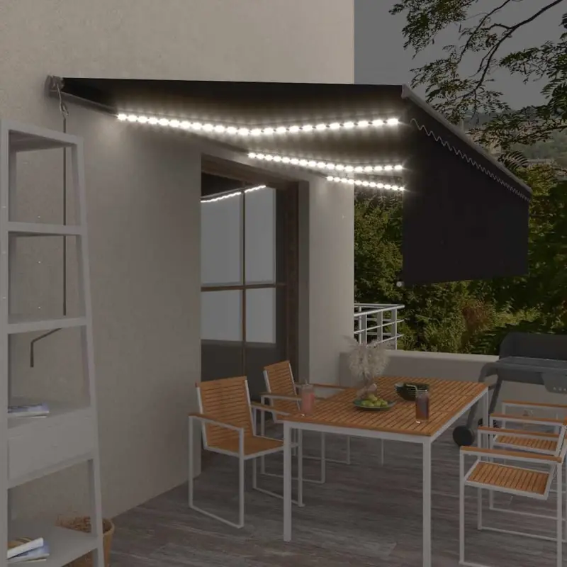 Automatycznie zwijana markiza, LED i czujnik wiatru, 6x3 m